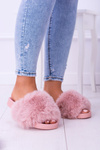 Lu Boo Women's Fur Flip Flops Pink Fur XXL