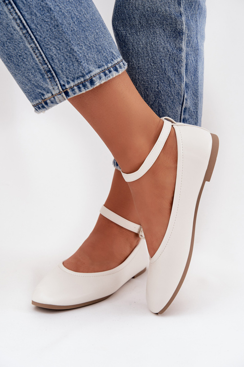 Women's Ballerinas With Strap And Clasp White Janelor