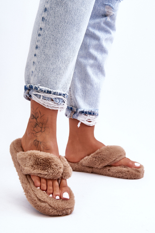 Women's Furry Slippers Papcie Brown Elma