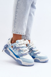 Sneakersy Damskie Grube Sznurowanie Niebieskie Miatora NB628