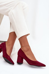 Women's Pumps with Pointed Toes on Block Heel Bordeaux Pavira