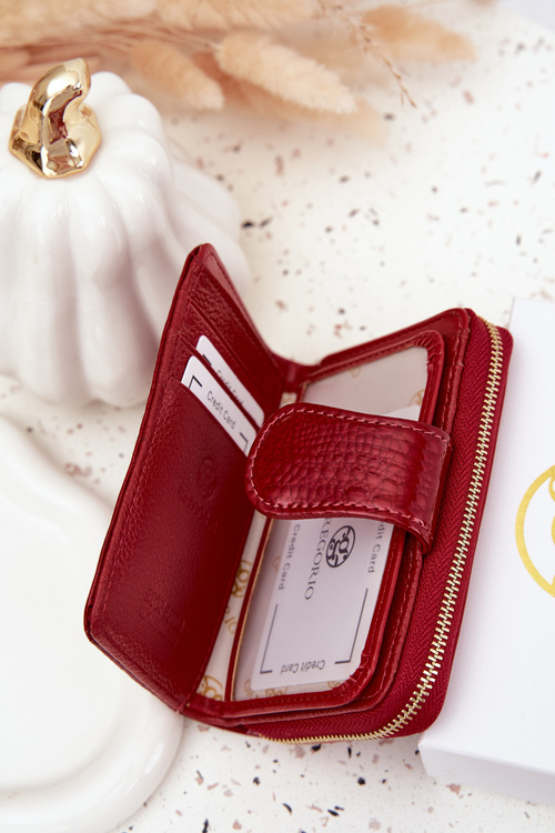 Lacquered Ladies Wallet With Embossing Red Rivonna