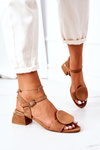 Suede Sandals On A Block Heel Maciejka 5198A-29 Camel