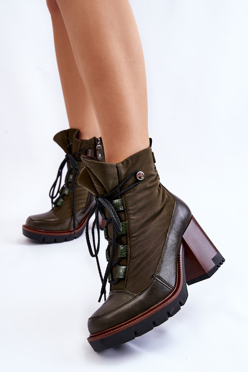 Botki Modne Obcas Zielone Maciejka 05777-09