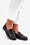 Elegant Women's Loafers Made Of Natural Leather Black Vinceza 18100