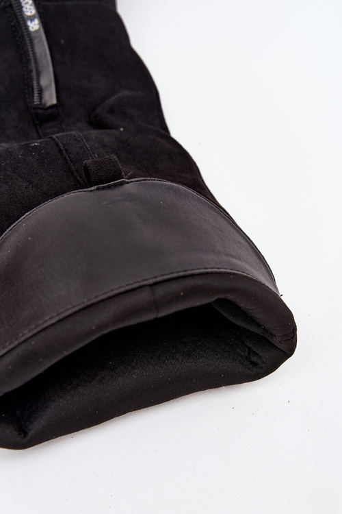 Women's Boots on Heel with Eco Suede Black Prisca