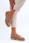 Women's Pink Perforated Loafers with Decoration Talesse