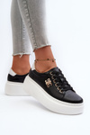 Black Women's Leather Platform Sneakers Pernalia