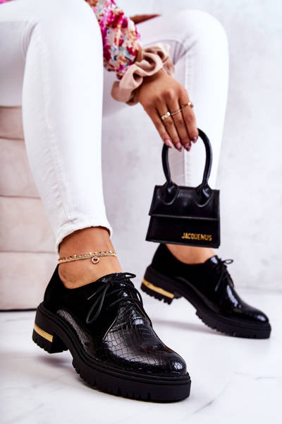 Women's Leather Brogues Tied Black Merevin
