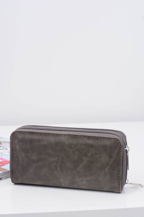 Women's Grey Wallet Two Pockets Zips