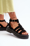Women's Black Gladiator Sandals Made of Faux Suede Dorameia