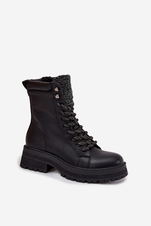 Women's trapper boots made of eco leather black Bellora