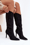 Women's high heel cowboy boots made of eco suede black Belonia