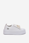Women's Platform Sneakers With Decorative Lacing White Tivora