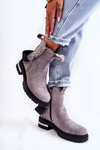 Women's warm boots with a zipper Grey Calvaro