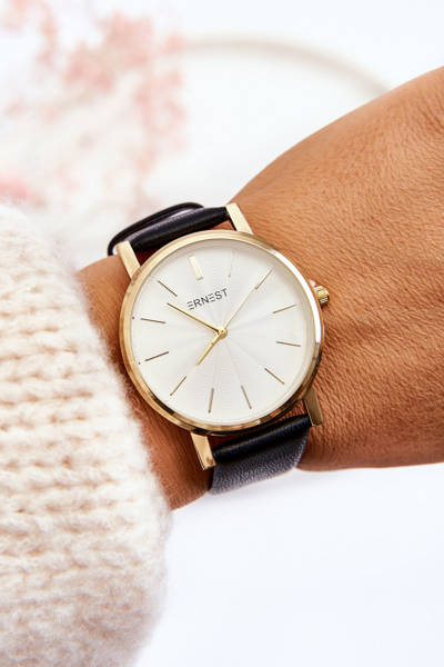 Women's Watch With Gold Case Ernest Black Vega
