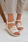 Women's Wedge Sandals With Decoration Beige Salianes