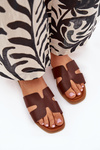 Women's Flat Sandals With Cutouts Dark Brown Salyra