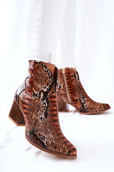 Lewski Cowboy Boots Brown Snake Pattern EV28