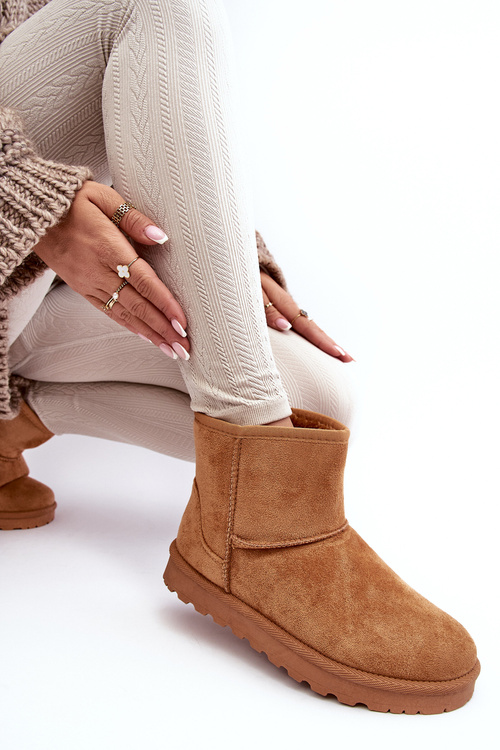 Women's Suede Snow Boots Lined Camel Nanga