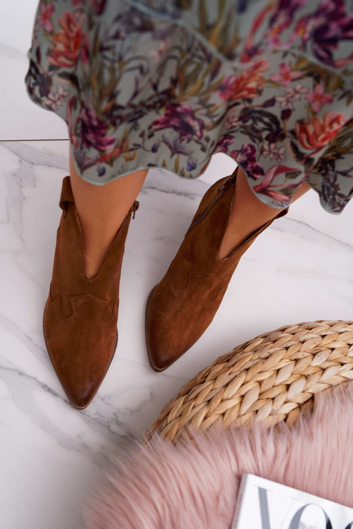 Women's Brown Leather Heeled Boots Chavai