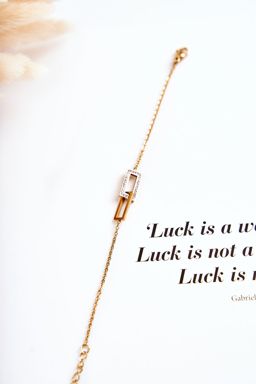 Bransoletka Celebrytka Damska Stalowa Cyrkonie Złota