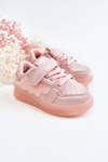 Children's Leather Sport Shoes With Velcro Pink Angel