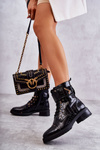 Insulated Leather Snake Boots Black Colira