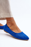 Women's Blue Suede Ballerina Flats Kommia