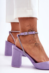 Women's Suede Pumps with Ornamental Strap Purple Lirosa 
