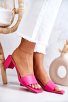 Leather Slippers On High Heel Pink Netty
