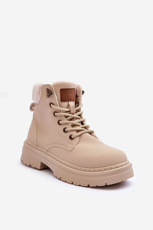 Women's Suede Trapper Boots Light Beige Jette