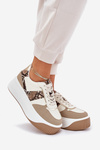 Womens Sneakers On Chunky Platform Animal Print Beige Telanila