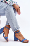 Low Heel Suede Sandals Blue Quincy 