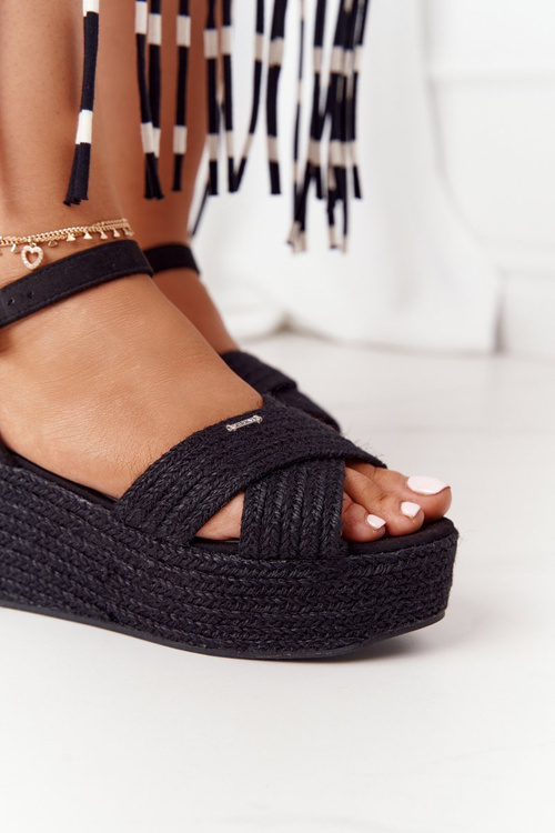 Braided Wedge Sandals Big Star FF274762 Black