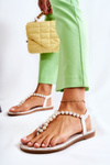 Fashionable Sandals Flip-flops With Pearls White Isalia