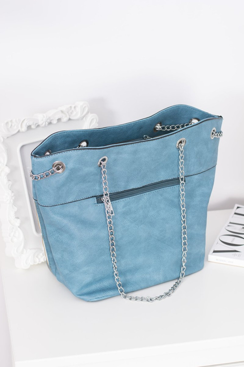 Women's Blue Classic Handbag with Tassel