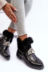 Women's Flat Heel and Platform Ankle Boots Black Linestta