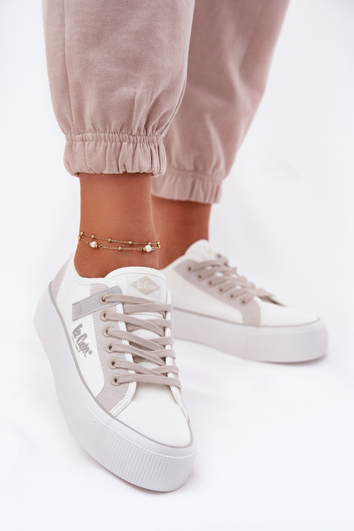 Women Sneakers On Platform Lee Cooper LCW-25-31-3479L White-Grey