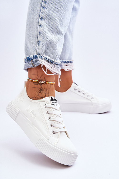 Trampki Wygodne Platforma Białe Lee Cooper LCW-23-31-1806L