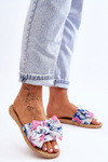 Women's Slippers With A Fabric Bow White Blossom