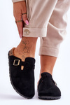 Suede Sandals On Cork Platform Black Vellma