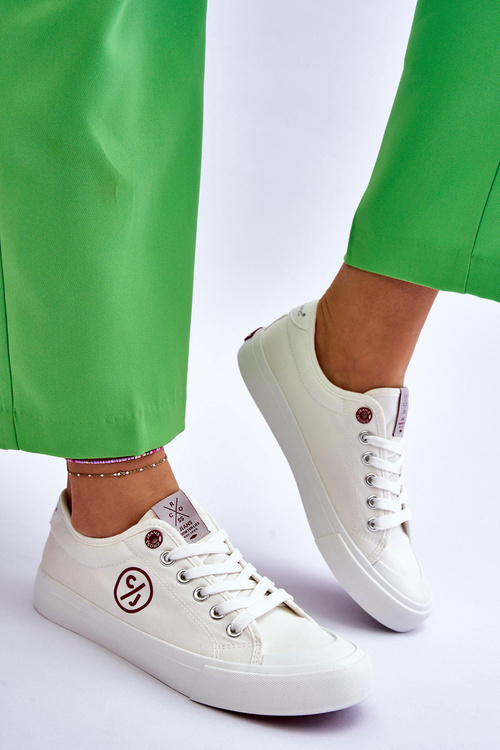 Women's Cross Jeans Fabric Sneakers LL2R4043 White