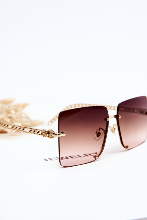 Okulary Przeciwsłoneczne Kwadratowe Złoto-Brązowe Prius V508