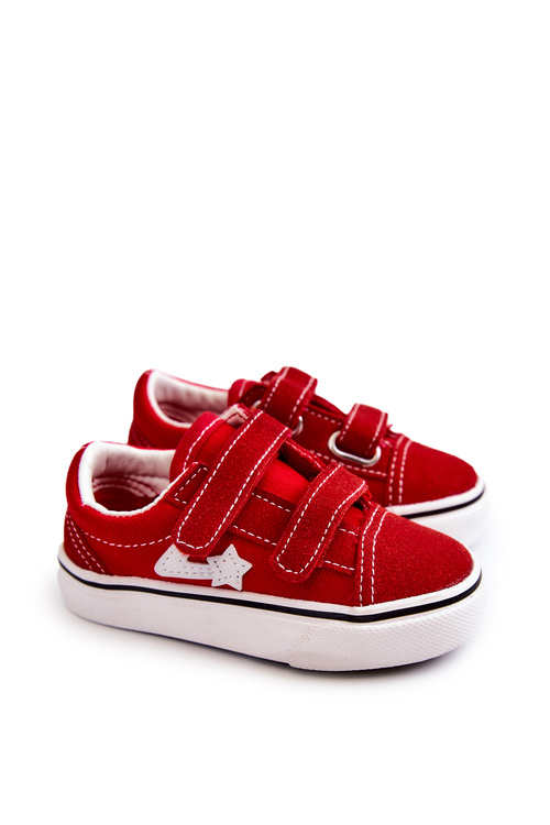Classic Children's Sneakers With Velcro Red Phiris