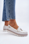 Women's White Platform Moccasins Railav