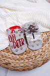 Women's Christmas Socks Anti-Slip Grey OH DEER