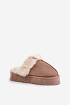 Women's Snow Slippers On Thick Sole With Fur Dark Beige Doriola