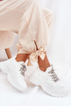 Sneakersy Z Ozdobnym Sznurowaniem Na Platformie Białe Evalianne