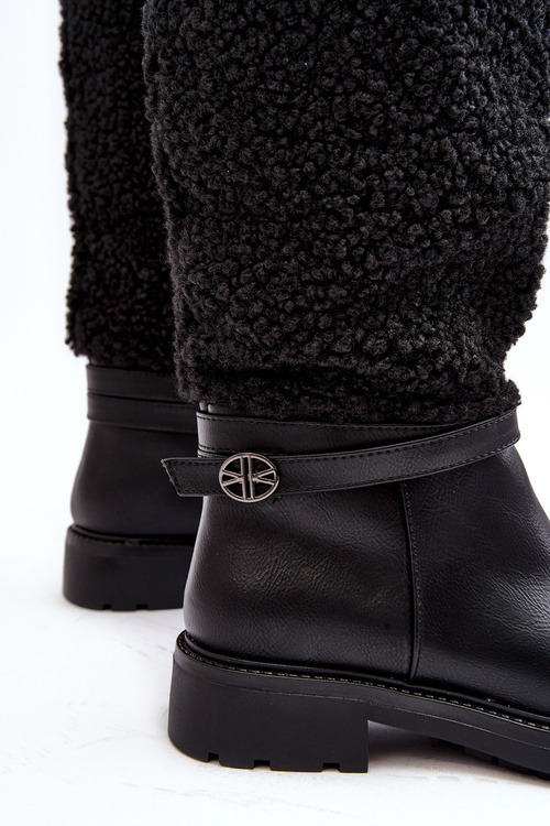 Women's Over-the-Knee Boots with Sheepskin Type Fleece Black Bellama